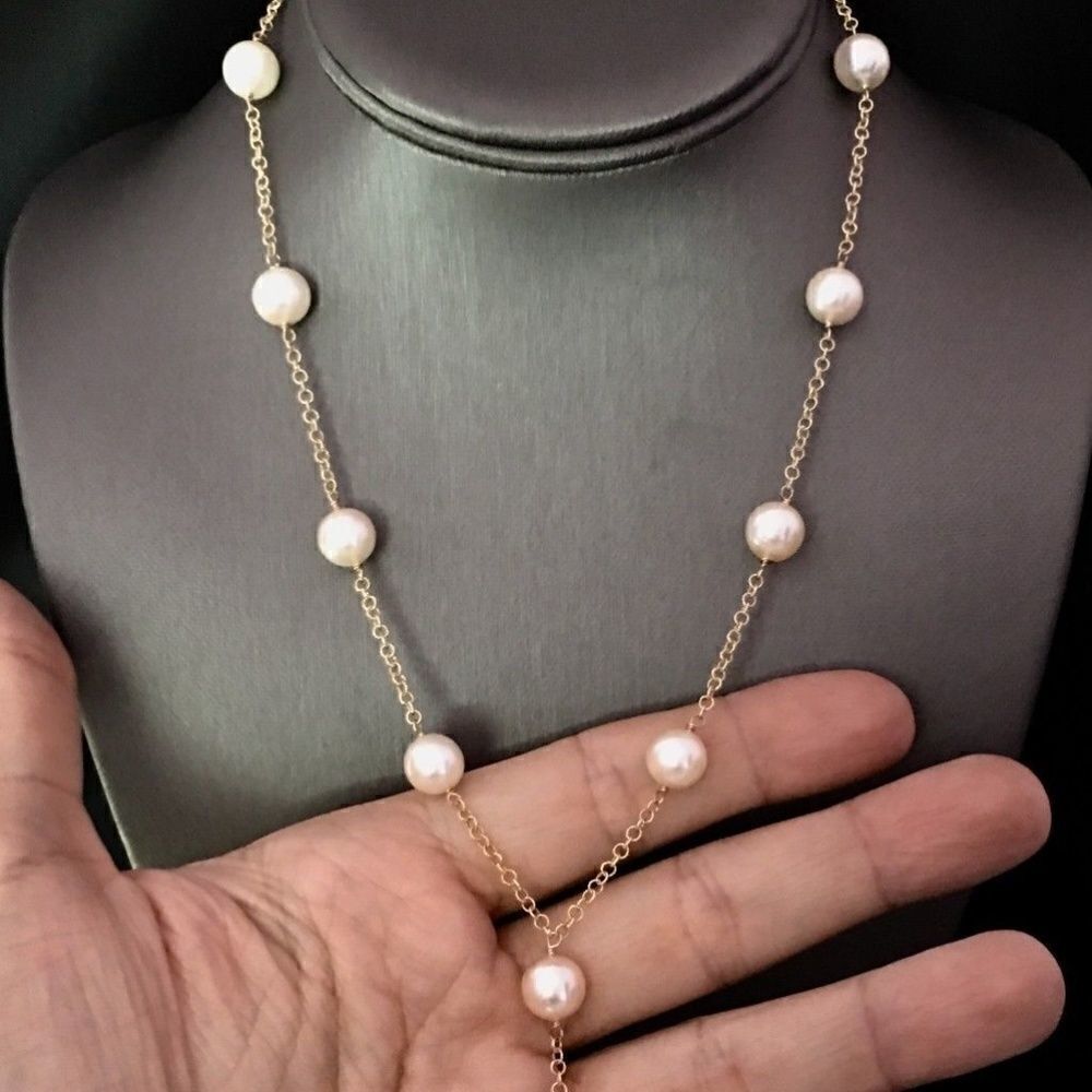Akoya Pearl Necklace 14k Gold Large 9.5 mm 18.5" Italy Certified $3,950 721475